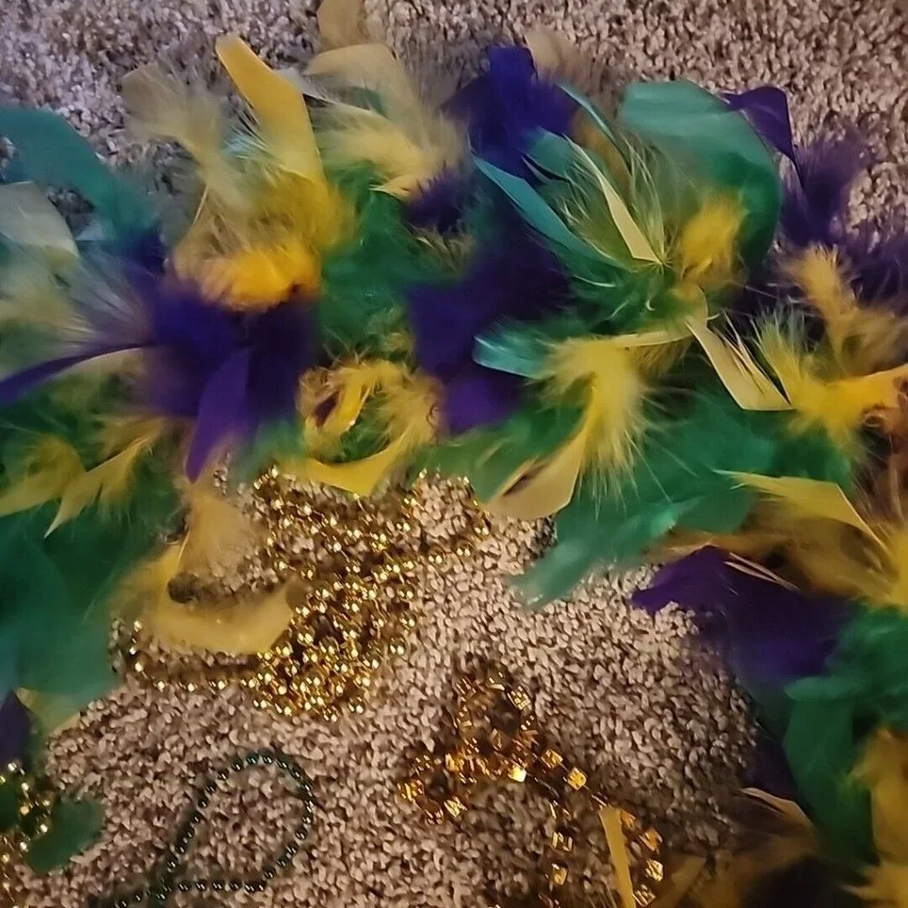 Mardi Gras St Pats Party In Bag Beads Boa Purple Green Gold Parade 18 Necklaces